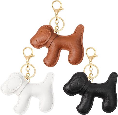 3Pcs Leather Dog Bag Charm, Dogs Lover Charm Keychain Cute Puppy Keychain Dog Keyring for Women Purse Backpack Handbags in Saudi Arabia