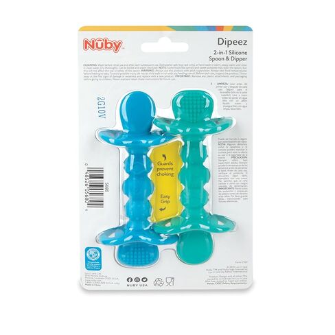 Nuby Dipeez 2 in 1 Silicone Spoons/Dipper, 2pk, Blue/Green in Kuwait