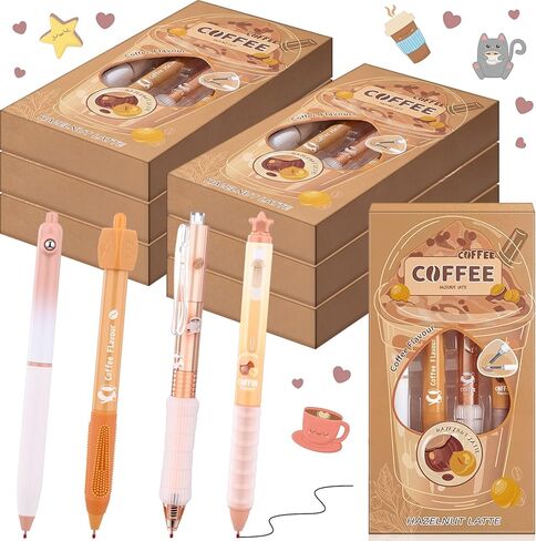 Tenceur 28 Pcs Gourmet Coffee Party Gift Pens Coffee Scented Lover Gifts Party Favors Themed Decoration Black Ink Smelly Gel Pens Retractable 0.5mm for Journaling Note Taking Cute Office Supplies in Saudi Arabia