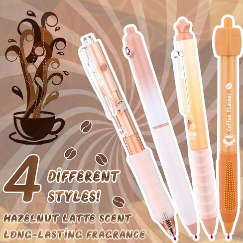 Tenceur 28 Pcs Gourmet Coffee Party Gift Pens Coffee Scented Lover Gifts Party Favors Themed Decoration Black Ink Smelly Gel Pens Retractable 0.5mm for Journaling Note Taking Cute Office Supplies in Saudi Arabia