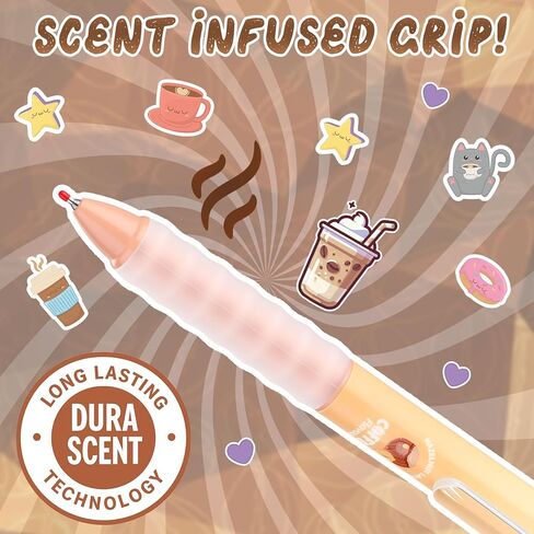 Tenceur 28 Pcs Gourmet Coffee Party Gift Pens Coffee Scented Lover Gifts Party Favors Themed Decoration Black Ink Smelly Gel Pens Retractable 0.5mm for Journaling Note Taking Cute Office Supplies in Saudi Arabia