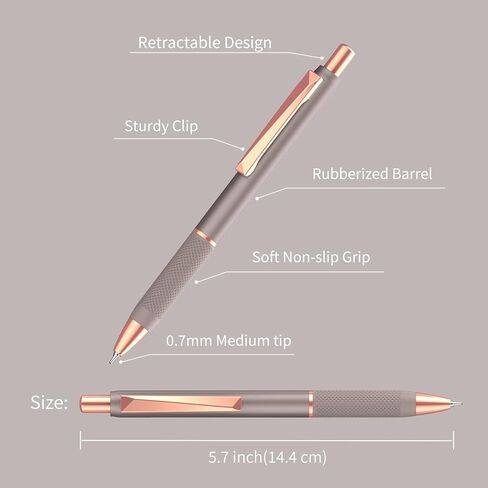 pollopollo Gel Pens, 6-Pack Retractable Click Pens 0.7mm Medium Point Black Ink with Textured Grip, Writing Pens for Office School (Gold Shine) in Saudi Arabia