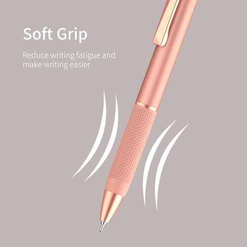 pollopollo Gel Pens, 6-Pack Retractable Click Pens 0.7mm Medium Point Black Ink with Textured Grip, Writing Pens for Office School (Gold Shine) in Saudi Arabia
