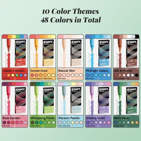 ENMY Acrylic Fineliner Pen, 6Pcs Aesthetic Colors 0.6mm Fine Point Retractable Markers, Colorful Drawing Pen for Journaling, Outlining, Sketch, Note-Taking, Smooth Art Pens for Adults & Kids in Saudi Arabia