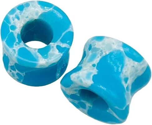 Body Piercing Jewelry Pair of Naga Style Larimar Crystal Handmade Naga Body Piercing Gauges Plugs Ear Tunnels Size 6g (4mm) to 40mm Customized Size & Wholesale Also Available in Kuwait