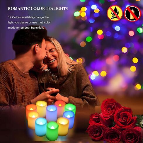 Multi Color Changing Votive Flameless Candles with Remote and Timer - Battery Operated Led Tea Light Candles，Set of 10 Colored Flickering Candles for Birthday, Wedding, Anniversary Easter Party Décor. in Kuwait