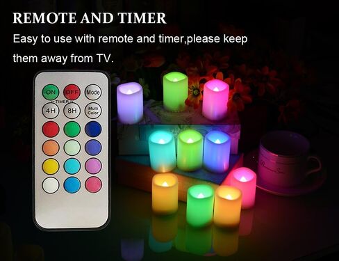 Multi Color Changing Votive Flameless Candles with Remote and Timer - Battery Operated Led Tea Light Candles，Set of 10 Colored Flickering Candles for Birthday, Wedding, Anniversary Easter Party Décor. in Kuwait
