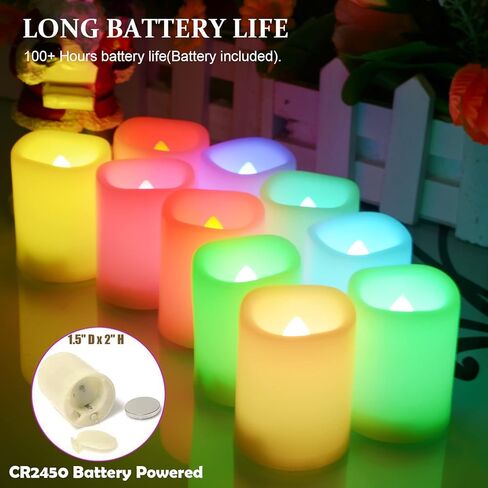 Multi Color Changing Votive Flameless Candles with Remote and Timer - Battery Operated Led Tea Light Candles，Set of 10 Colored Flickering Candles for Birthday, Wedding, Anniversary Easter Party Décor. in Kuwait