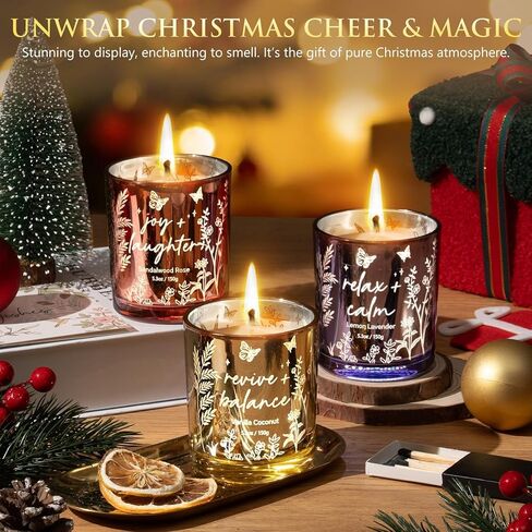 Scented Candles for Women, 3 Pack Candle Set Soy Candles for Home Scented Holiday Votive Candle Gifts Set, Easter Mothers Day Birthday Gifts for Women - Vanilla Coconut/Sandalwood Rose/Lemon Lavender in Kuwait