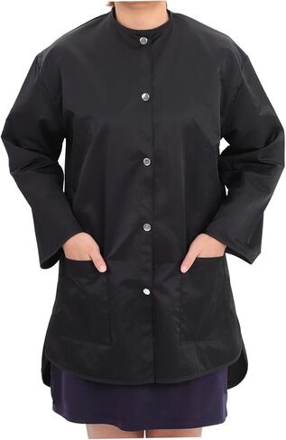 Long-sleeved Work Clothes Smocks Workwear Color Hairstylist Dressing Salon Wear Fashion Women Hairdresser's Coat Salon Smock Long Sleeve Smock Proof Shirt Men's Smock Black in Saudi Arabia