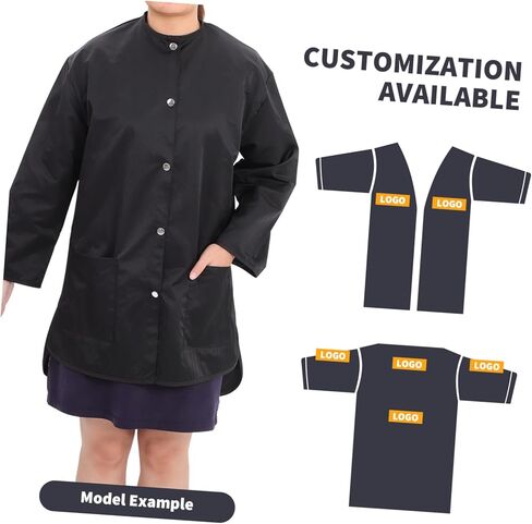 Long-sleeved Work Clothes Smocks Workwear Color Hairstylist Dressing Salon Wear Fashion Women Hairdresser's Coat Salon Smock Long Sleeve Smock Proof Shirt Men's Smock Black in Saudi Arabia