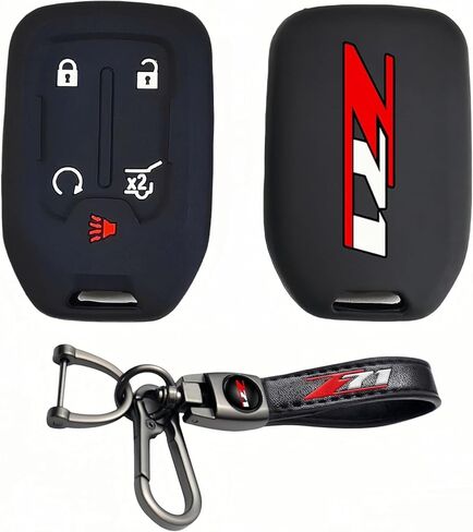 لz71 سيليكون المطاط مفتاح ذكي حامي مع سلسلة المفاتيح 5 أزرار مفتاح فوب حامل لAcadia التضاريس يوكون شيفروليه سيلفرادو كولورادو سوبربان تاهو بعض اكسسوارات السيارات in Kuwait