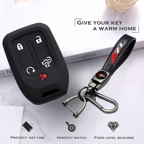 لz71 سيليكون المطاط مفتاح ذكي حامي مع سلسلة المفاتيح 5 أزرار مفتاح فوب حامل لAcadia التضاريس يوكون شيفروليه سيلفرادو كولورادو سوبربان تاهو بعض اكسسوارات السيارات in Kuwait