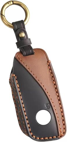 Vintage Leather Key Fob Cover Case for BMW X5 X7 X1 X2 X3 XM M4 iX 5 7 Series i5 i7 2024 2025 2026, Handmade Crazy Horse Leather, Black in Kuwait