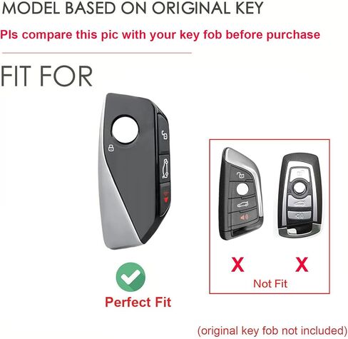 Vintage Leather Key Fob Cover Case for BMW X5 X7 X1 X2 X3 XM M4 iX 5 7 Series i5 i7 2024 2025 2026, Handmade Crazy Horse Leather, Black in Kuwait