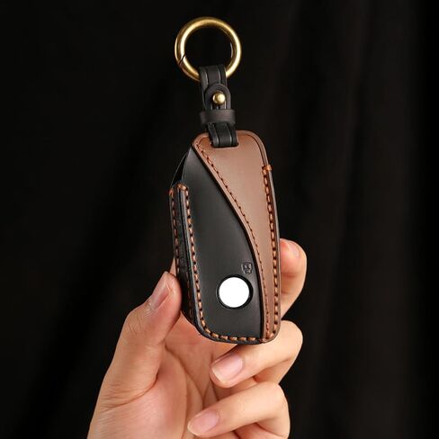 Vintage Leather Key Fob Cover Case for BMW X5 X7 X1 X2 X3 XM M4 iX 5 7 Series i5 i7 2024 2025 2026, Handmade Crazy Horse Leather, Black in Kuwait