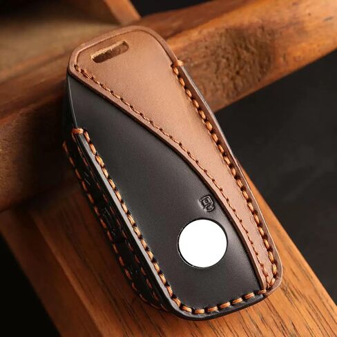 Vintage Leather Key Fob Cover Case for BMW X5 X7 X1 X2 X3 XM M4 iX 5 7 Series i5 i7 2024 2025 2026, Handmade Crazy Horse Leather, Black in Kuwait