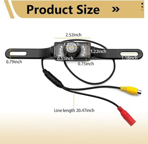 1PC Backup Camera for Car, 170 Degrees Wide Angle HD Video with Night Vision, Waterproof Reversing Parking Camera, Universal for Most Cars (Black) in Kuwait