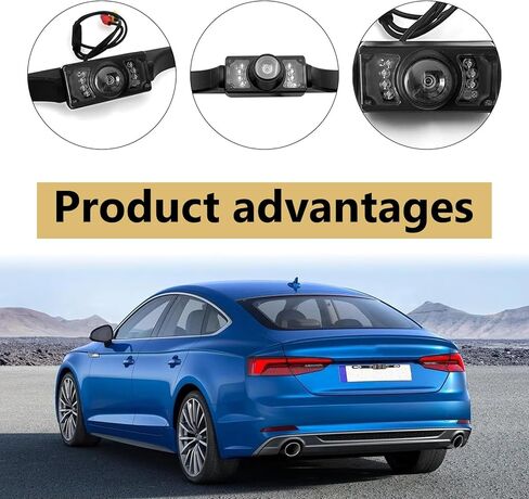 1PC Backup Camera for Car, 170 Degrees Wide Angle HD Video with Night Vision, Waterproof Reversing Parking Camera, Universal for Most Cars (Black) in Kuwait