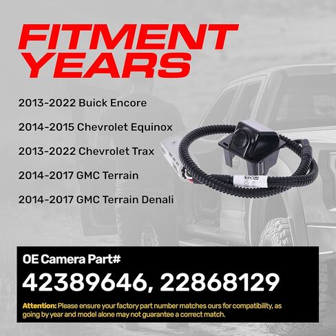 Master Tailgaters Replacement for Buick Encore (2013-2022) / Chevrolet Trax (2013-2022), Equinox (2014-2015) / GMC Terrain/Terrain Denali (2014-2017) Backup Camera OE Part # 42389646, 22868129 in Saudi Arabia