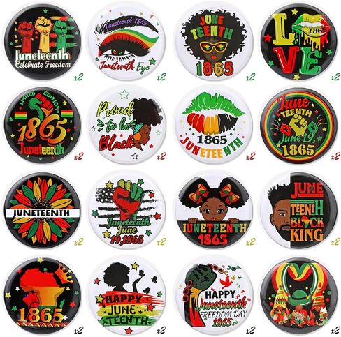 HOWAF 32pcs التاريخ الأسود شهر سعيد Juneteenth دبوس زر السائبة، Juneteenth يوم الحرية حزب الديكور شارة للنساء الرجال تفضل الحفلات، حياة سوداء المسألة دبوس in Saudi Arabia