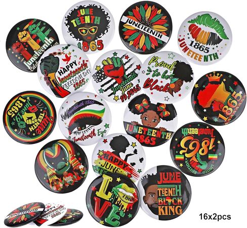 HOWAF 32pcs التاريخ الأسود شهر سعيد Juneteenth دبوس زر السائبة، Juneteenth يوم الحرية حزب الديكور شارة للنساء الرجال تفضل الحفلات، حياة سوداء المسألة دبوس in Saudi Arabia