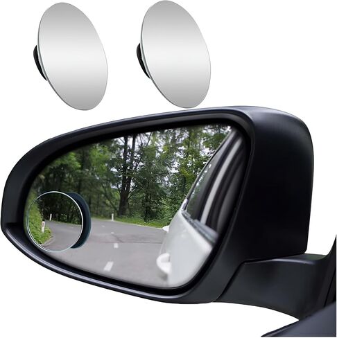 Car Blind Spot Mirrors, 2PCS Sector Shaped HD Glass Frameless Convex Wide Angle Side Rear View Mirrors with Adjustable Stick, Automotive Exterior Blindspot Glass, Universal Fit in Kuwait