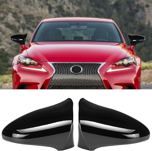 2Pcs Side Mirror Caps Compatible with Lexus IS GS CT LS ES RC F-Sport 2013-2020, Door Rearview Mirror Cover Trims Exterior Decoration Accessories (Glossy Black) in Kuwait