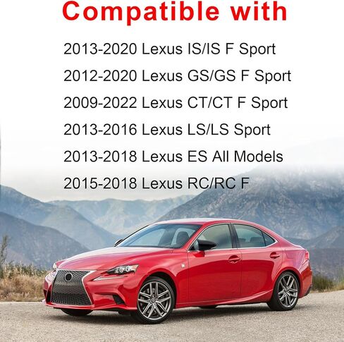 2Pcs Side Mirror Caps Compatible with Lexus IS GS CT LS ES RC F-Sport 2013-2020, Door Rearview Mirror Cover Trims Exterior Decoration Accessories (Glossy Black) in Kuwait