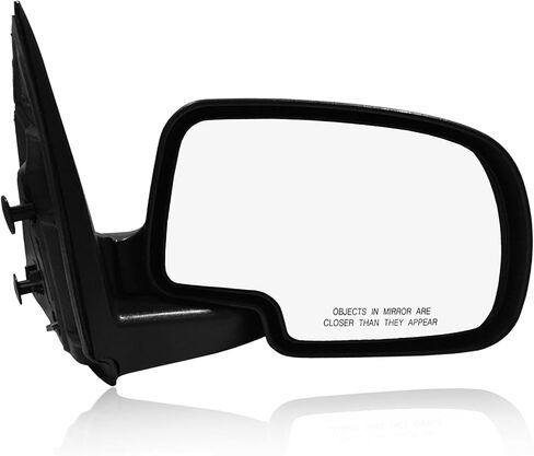 PM Auto Right Passenger Side Manual Foldaway View Mirror Chrome/Convex+Warning Black Textured For 1999-2006 Chevrolet Silverado 1500 in Saudi Arabia