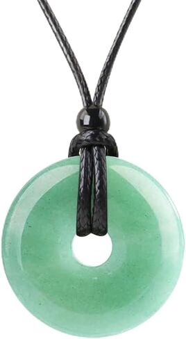 weryerker Handmade 30mm Donut Donut Pendnat Reiki Chakra Pendant Necklace Lucky Coin Crystal Necklace with Adjustable Chain in Kuwait