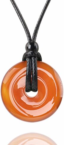 weryerker Handmade 30mm Donut Donut Pendnat Reiki Chakra Pendant Necklace Lucky Coin Crystal Necklace with Adjustable Chain in Saudi Arabia