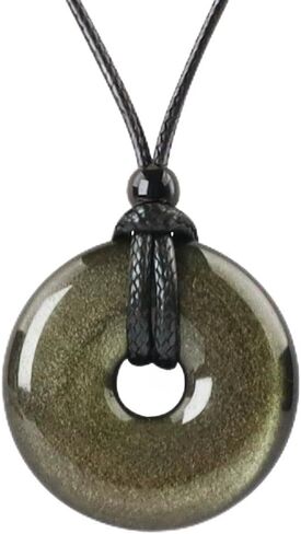 weryerker Handmade 30mm Donut Donut Pendnat Reiki Chakra Pendant Necklace Lucky Coin Crystal Necklace with Adjustable Chain in Saudi Arabia