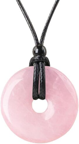 weryerker Handmade 30mm Donut Donut Pendnat Reiki Chakra Pendant Necklace Lucky Coin Crystal Necklace with Adjustable Chain in Saudi Arabia