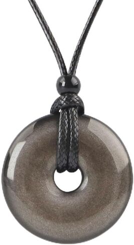 weryerker Handmade 30mm Donut Donut Pendnat Reiki Chakra Pendant Necklace Lucky Coin Crystal Necklace with Adjustable Chain in Saudi Arabia