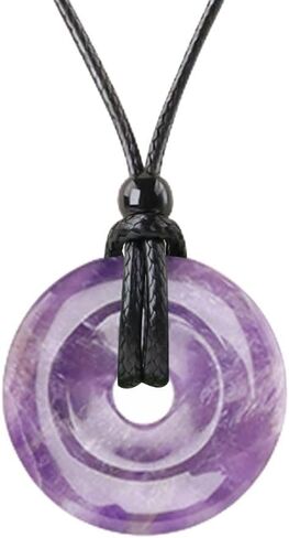 weryerker Handmade 30mm Donut Donut Pendnat Reiki Chakra Pendant Necklace Lucky Coin Crystal Necklace with Adjustable Chain in Saudi Arabia