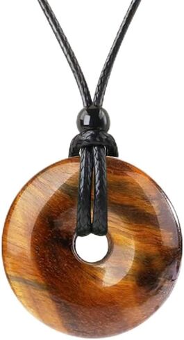 weryerker Handmade 30mm Donut Donut Pendnat Reiki Chakra Pendant Necklace Lucky Coin Crystal Necklace with Adjustable Chain in Saudi Arabia