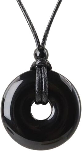 weryerker Handmade 30mm Donut Donut Pendnat Reiki Chakra Pendant Necklace Lucky Coin Crystal Necklace with Adjustable Chain in Saudi Arabia