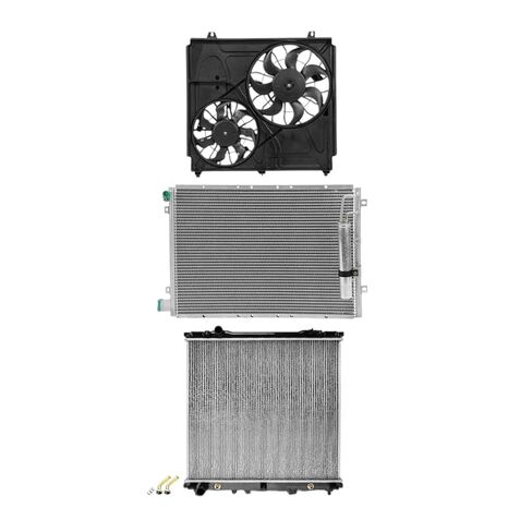 Replacement Parts for 2003-2004 Kia Sorento V6 3.5L 3Pcs Radiator&AC Condenser&Cooling Fan Kit for Kia Sorento ; Aluminum ; Downflow Radiator Mod-A58PP-38598 in Saudi Arabia