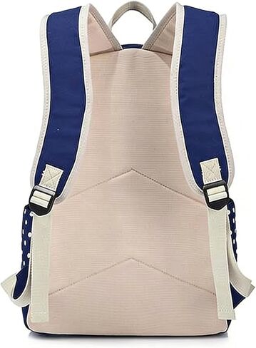 Polka Dot Backpack Navy Striped Daypack Vintage Classic Lightweight Canvas Shoulder Bag with Zipper for Women(Navy) in Saudi Arabia