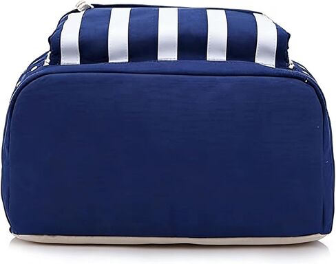 Polka Dot Backpack Navy Striped Daypack Vintage Classic Lightweight Canvas Shoulder Bag with Zipper for Women(Navy) in Saudi Arabia
