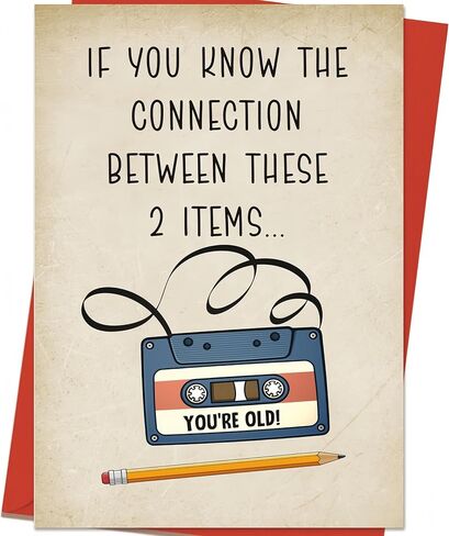 Funny Birthday Card, Tape Cassette Old Retro Humorous Birthday Cards for 50th, 60th, 70th, 80th-If You know The Connection Between These 2 Item in Saudi Arabia