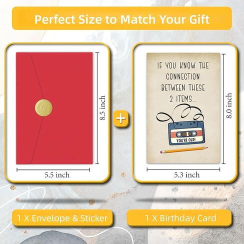 Funny Birthday Card, Tape Cassette Old Retro Humorous Birthday Cards for 50th, 60th, 70th, 80th-If You know The Connection Between These 2 Item in Saudi Arabia