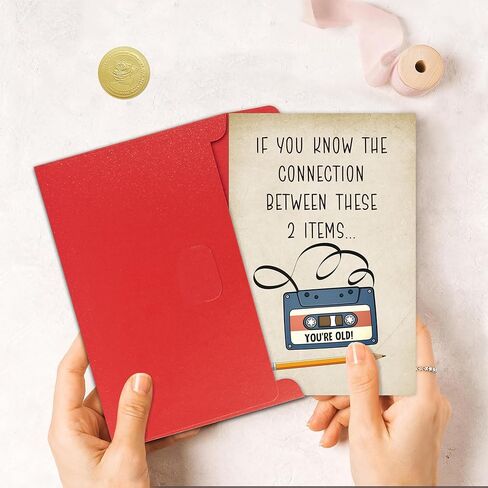 Funny Birthday Card, Tape Cassette Old Retro Humorous Birthday Cards for 50th, 60th, 70th, 80th-If You know The Connection Between These 2 Item in Saudi Arabia