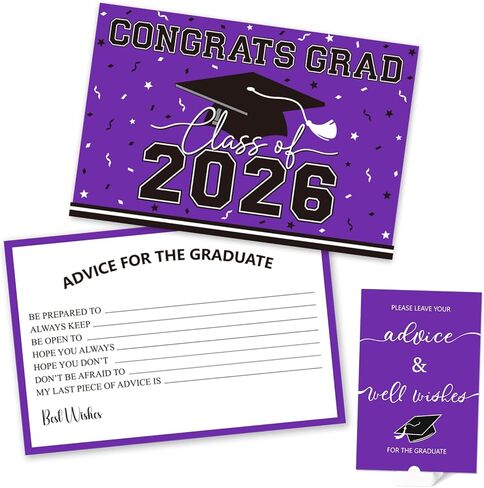 50PCs Graduation Wish & Advice Cards for Class of 2026 - Graduation Party Favors ，Graduation Decorations, Congrats Grad Graduation Cards to Cherish Memories（Black and Gold） in Saudi Arabia