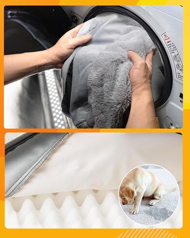 سرير كلب لتقويم العظام للكلاب الكبيرة، قابل للغسل، سرير كلب كبير جدًا مع غطاء قابل للإزالة وقاعدة مضادة للانزلاق، سرير قفص فاخر مقاوم للماء للكلاب - سرير مقاس XL للكلاب in Kuwait