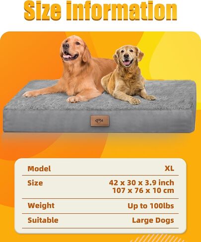 سرير كلب لتقويم العظام للكلاب الكبيرة، قابل للغسل، سرير كلب كبير جدًا مع غطاء قابل للإزالة وقاعدة مضادة للانزلاق، سرير قفص فاخر مقاوم للماء للكلاب - سرير مقاس XL للكلاب in Kuwait