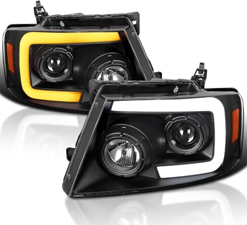 SPEC-D TUNING Black Projector Headlights w/Switchback Sequential Signal LED Tube Compatible with 2004-2008 Ford F150 2006-2008 Lincoln Mark LT, Left + Right Pair Headlamps Assembly in Saudi Arabia