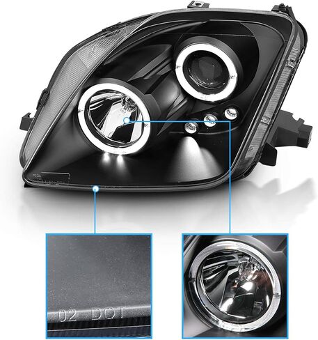 AmeriLite Black Projector Replacement Headlights Dual Halo LED Set for 97-01 Honda Prelude - Passenger and Driver Side in Saudi Arabia