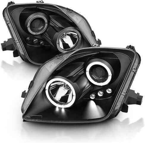 AmeriLite Black Projector Replacement Headlights Dual Halo LED Set for 97-01 Honda Prelude - Passenger and Driver Side in Saudi Arabia